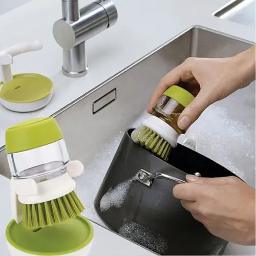 DISPENSADOR DE JABÓN Y CEPILLO PARA TRASTES!