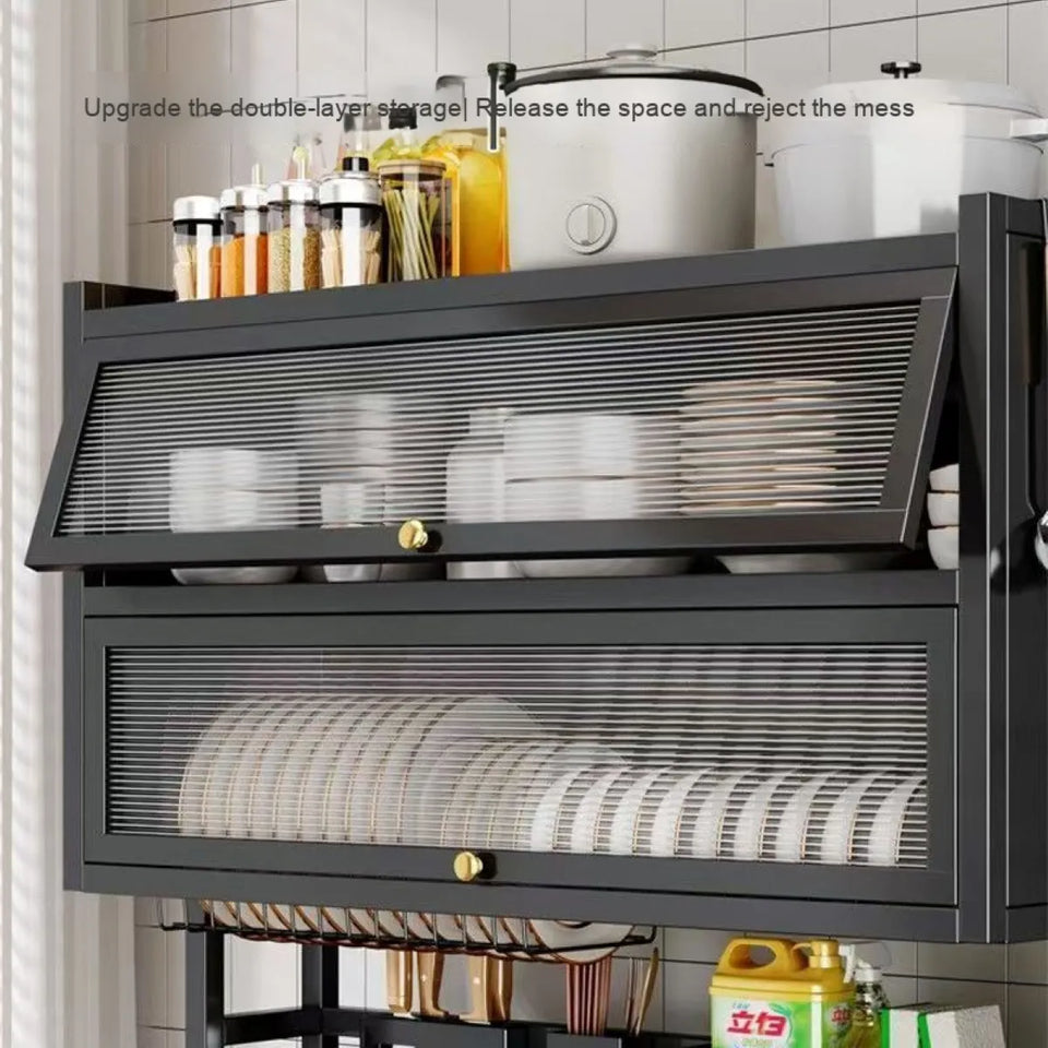 ORGANIZADOR Y ESCURRIDOR DE PLATOS DE 3 NIVELES CON DOBLE TAPA DE 85 CM
